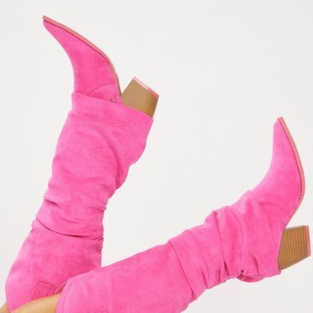 Fashion Nova City Cowgirl Flat Boots - Pink - 11